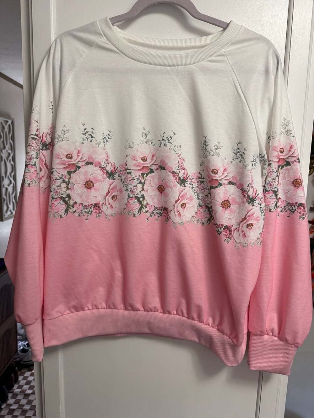 SHEIN LUNE Floral Print Drop Shoulder Sweatshirt Size L